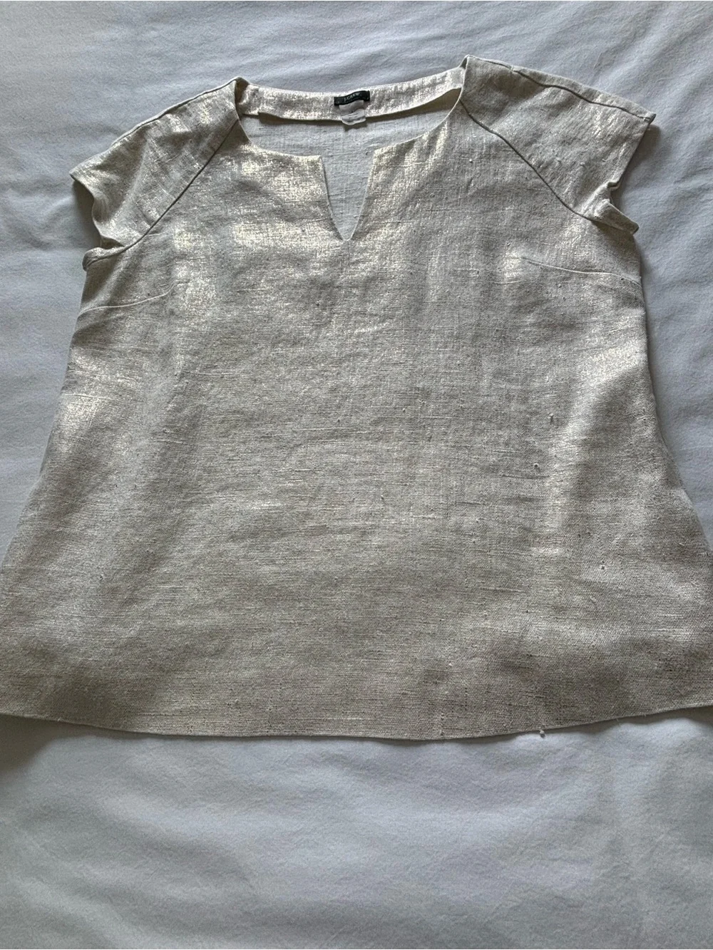 EUC! J.Crew Metallic Linen Top With Pockets